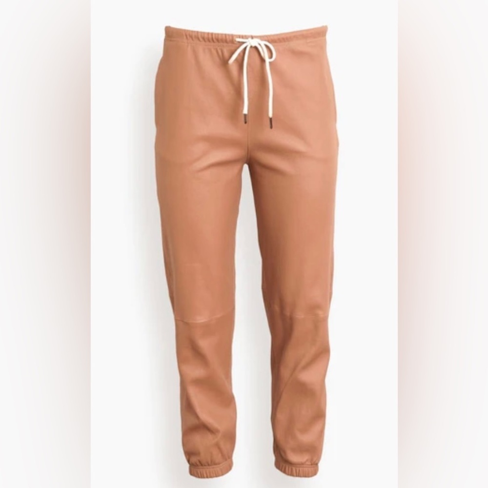 LEATHER DRAWSTRING SWEATPANTS - SPRWMN - DUSTY PINK